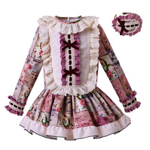 Load image into Gallery viewer, Pettigirl Autumn Vintage Flower Girls Dresses Lace Princess Dress Girls Boutique Clothes With Headband Thanksgiving Kids