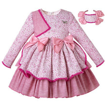 Load image into Gallery viewer, Pettigirl Thanksgiving Pink Girl Dresses Bow  Kids Floral Dress Children Boutique Clothing  With Headwear