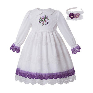 Pettigirl New  Girl Maxi Dress Lace Long Dress  With Hair Accessories And Flower Summer Kids Clothing G-DMGD210-271