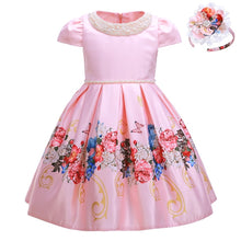 Load image into Gallery viewer, Pettigirl 2020 New Flower Girl Dress With Beading Collar Pink Girls Party Dresses Wedding Boutique Kids Clothes With Headwear