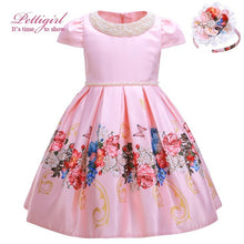 Load image into Gallery viewer, Pettigirl 2020 New Flower Girl Dress With Beading Collar Pink Girls Party Dresses Wedding Boutique Kids Clothes With Headwear
