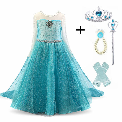 Cosplay Queen Elsa Dresses Elsa Elza Costumes Princess Anna Dress for Girls Party Vestidos Fantasia Kids Girls Clothing Elsa Set