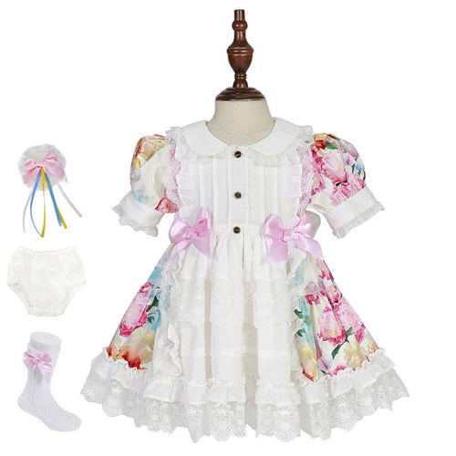 Girl Vintage Spanish Tutu Dress Flora Ball Princess Dress Lolita Styles baby girl birthday party dress