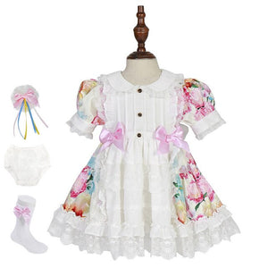 Girl Vintage Spanish Tutu Dress Flora Ball Princess Dress Lolita Styles baby girl birthday party dress