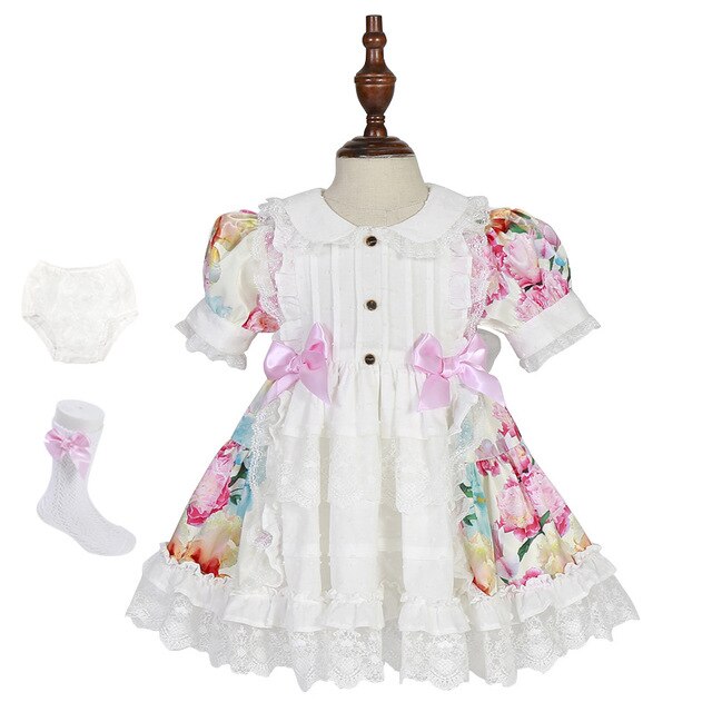Girl Vintage Spanish Tutu Dress Flora Ball Princess Dress Lolita Styles baby girl birthday party dress