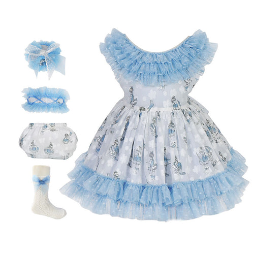 Kids Spanish Vintage Dress for Girls Children Boutique Clothing Set Baby Christening Gown Toddler Birthday Outfits Infant Frocks