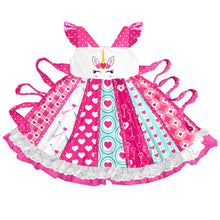 Load image into Gallery viewer, Valentine&#39;s Day Long sleeve 1 2 3 4 year old cotton soft cute unicorn twirl dress pink baby girl child kid fashion dress