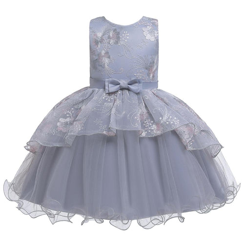 baby summer dress Girl's embroidered dress enfant birthday Princess Dress bow floral children's Puff dresses 2-8y girl vestidos