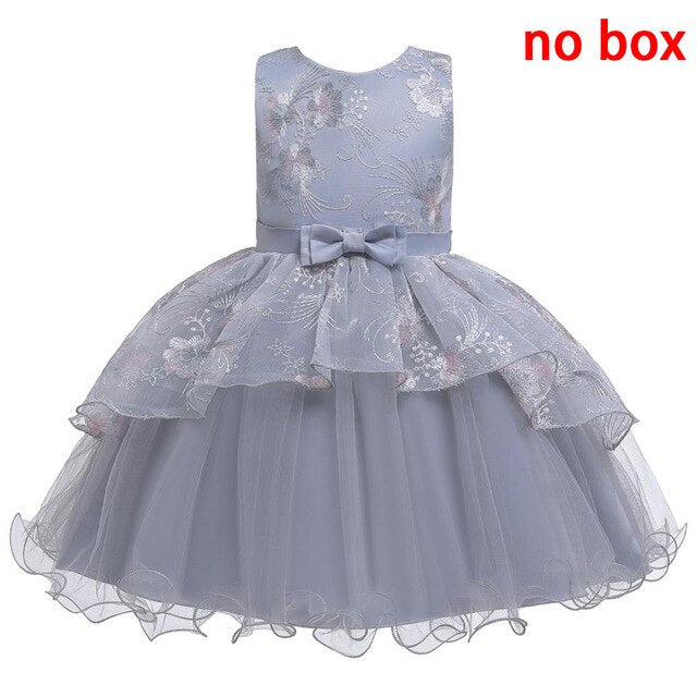 baby summer dress Girl's embroidered dress enfant birthday Princess Dress bow floral children's Puff dresses 2-8y girl vestidos