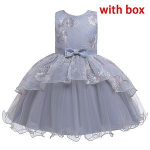baby summer dress Girl's embroidered dress enfant birthday Princess Dress bow floral children's Puff dresses 2-8y girl vestidos