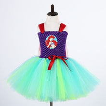 Load image into Gallery viewer, Cute Cartoon Girls Tulle Dress Green Birthday Party Tutu Dress Girl Princess Dress Kids Mermai Ariel Tinkerbell Cosplay Costume